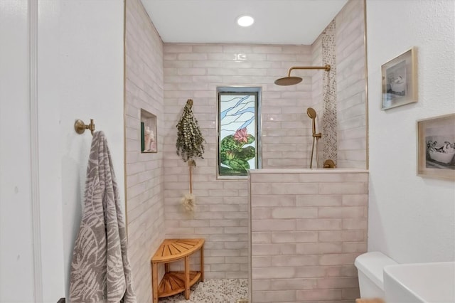 bathroom with toilet and a walk in shower