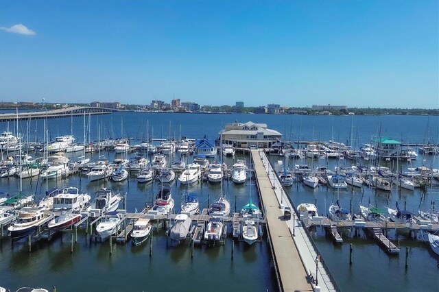 property view of water featuring a dock