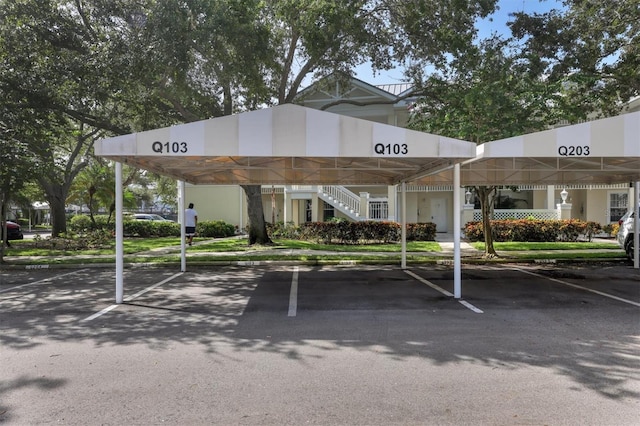 view of covered parking lot