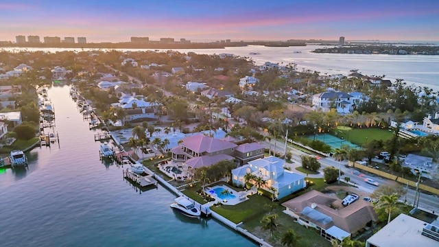 810 Siesta Dr, Sarasota, FL 34242 - aerial view at dusk of a water view and a residential view