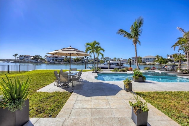 810 Siesta Dr, Sarasota, FL 34242 - outdoor pool with a patio and a water view