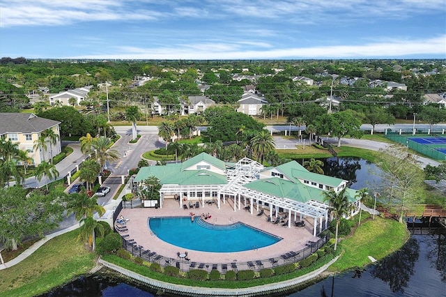 bird's eye view featuring a water view