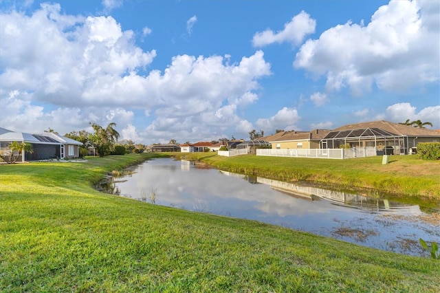 view of water feature with a residential view