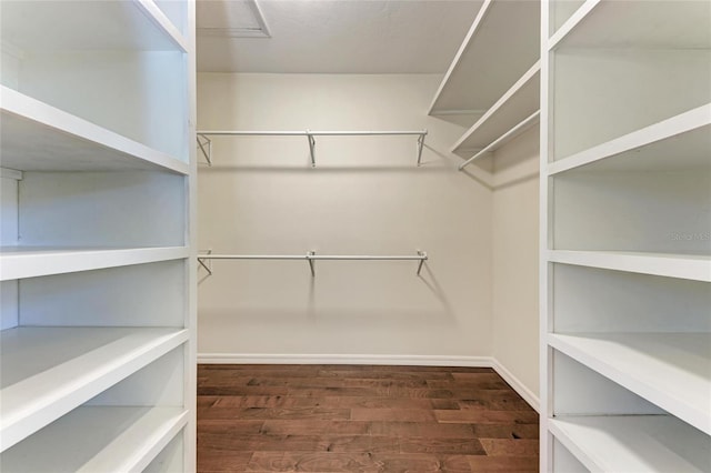 walk in closet featuring wood finished floors