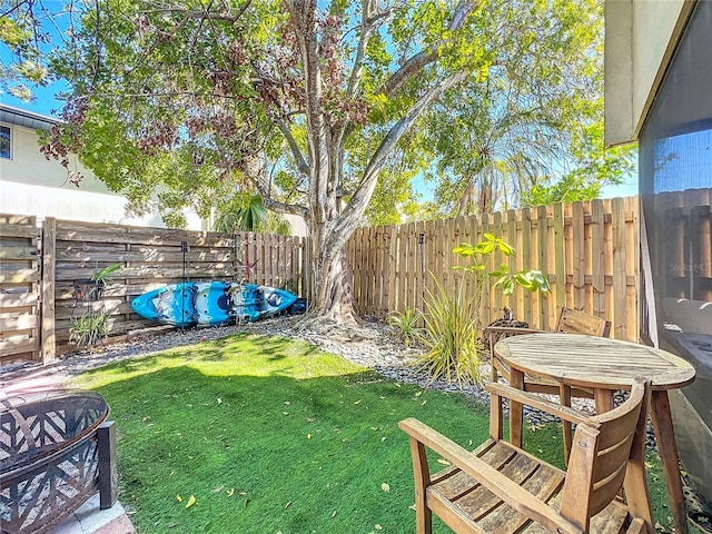 view of yard featuring a fenced backyard