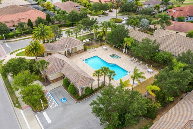 drone / aerial view with a residential view