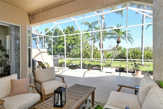 view of patio with a lanai and an outdoor hangout area