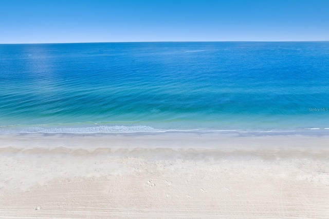 view of water feature with a beach view