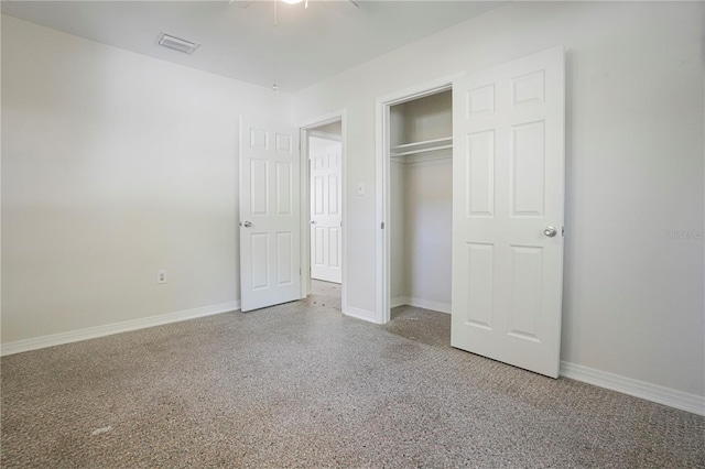 124 E 119th Ave, Tampa, FL 33612 - unfurnished bedroom featuring baseboards, visible vents, a closet, and ceiling fan
