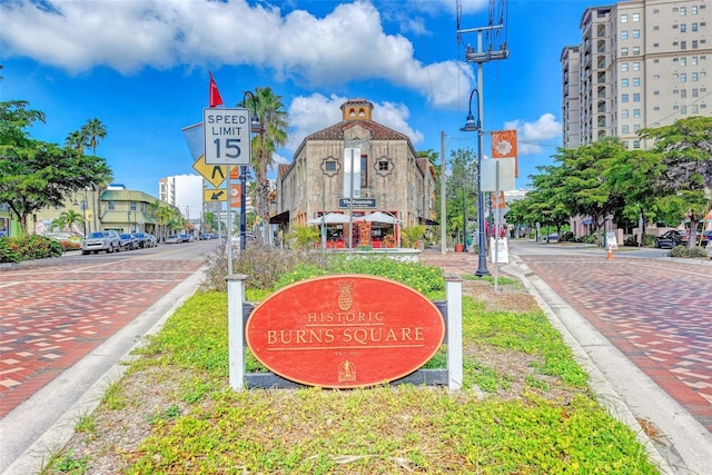 view of community sign