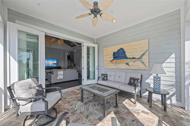 view of patio / terrace featuring outdoor lounge area and a ceiling fan