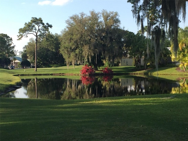 surrounding community featuring a yard and a water view