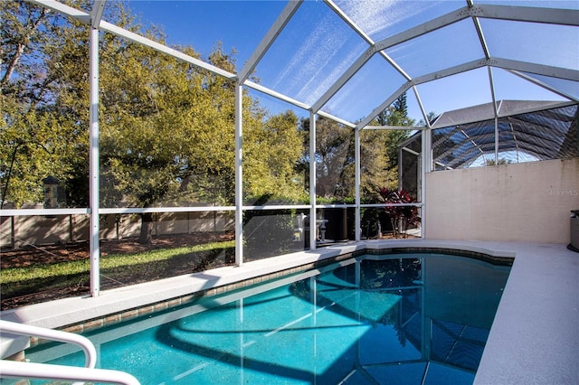 outdoor pool with glass enclosure