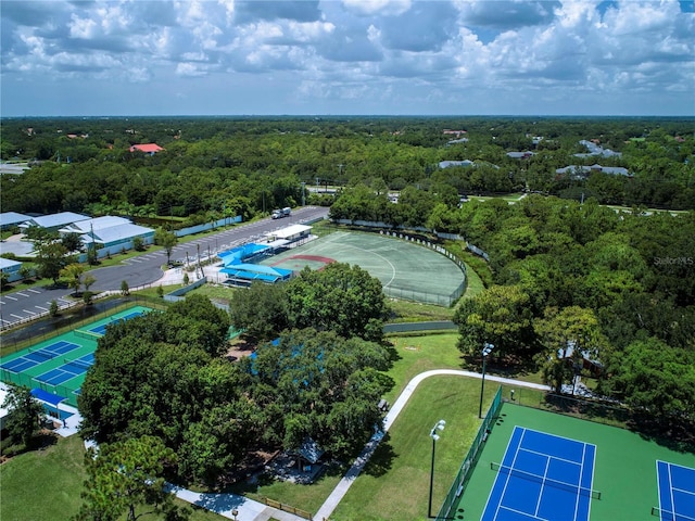 drone / aerial view with a view of trees