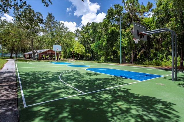 view of basketball court featuring a gazebo and community basketball court