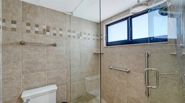 bathroom featuring a shower stall and toilet