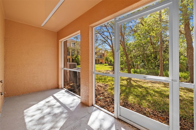 view of unfurnished sunroom