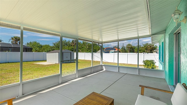 view of unfurnished sunroom