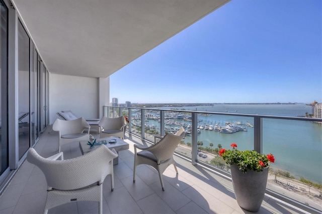 balcony with a water view