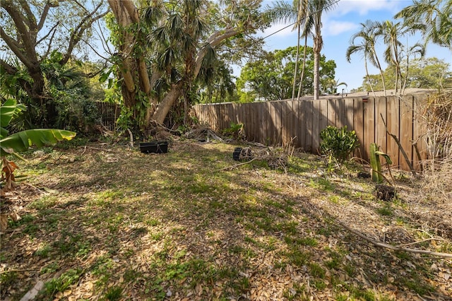 view of yard with a fenced backyard