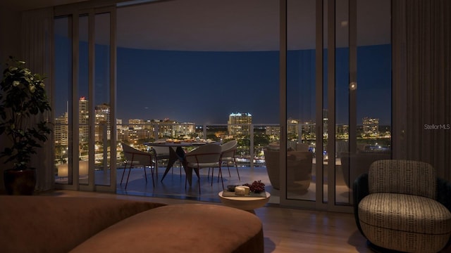 balcony at night with a view of city lights