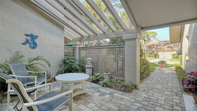 view of patio with a pergola