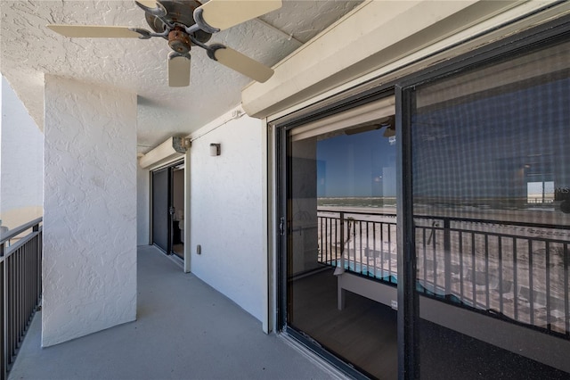 balcony with ceiling fan