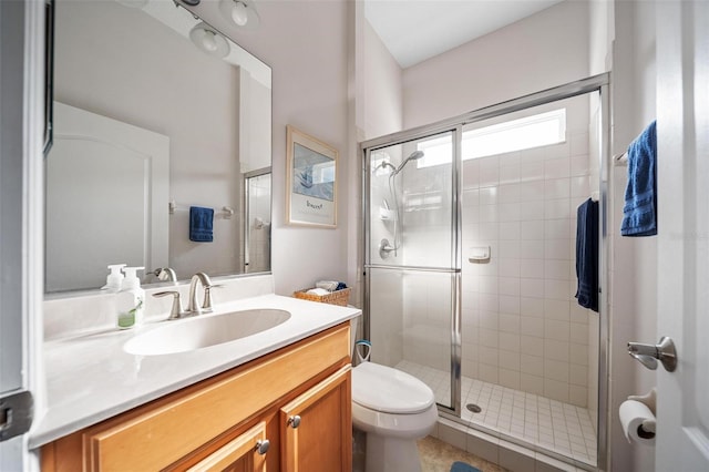 2114 147th Ct E, Bradenton, FL 34212 - full bathroom with a shower stall, vanity, and toilet