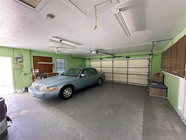 garage with a garage door opener