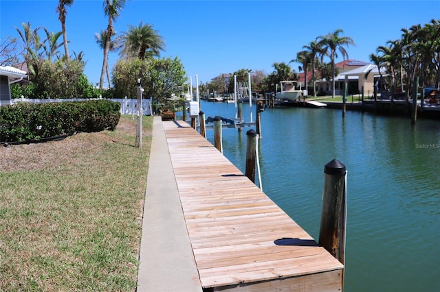 dock area with a water view