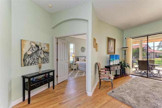 entrance foyer featuring baseboards and light wood-style floors