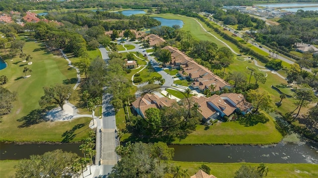 bird's eye view featuring a residential view and a water view