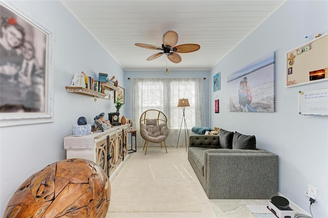 living room with ceiling fan