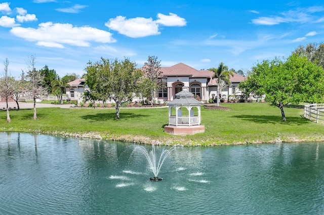 water view with a gazebo