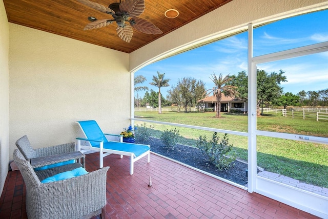 3551 Ridgeland Ct, Punta Gorda, FL 33982 - sunroom with wood ceiling and ceiling fan
