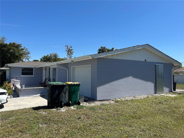 exterior space with a garage