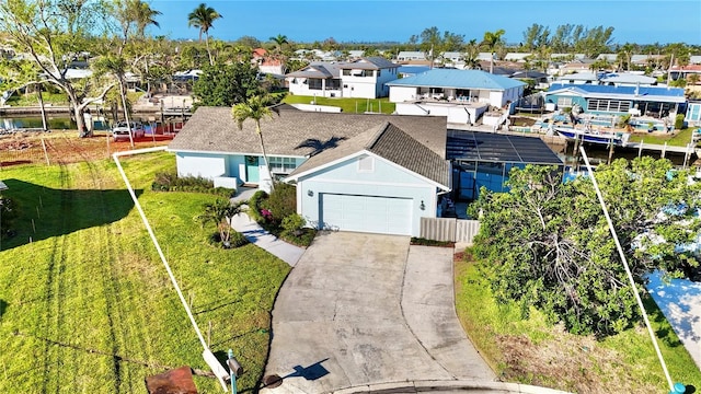 drone / aerial view with a residential view