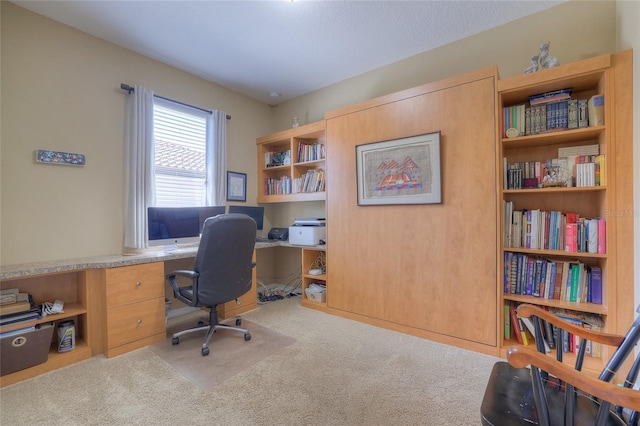 view of carpeted home office