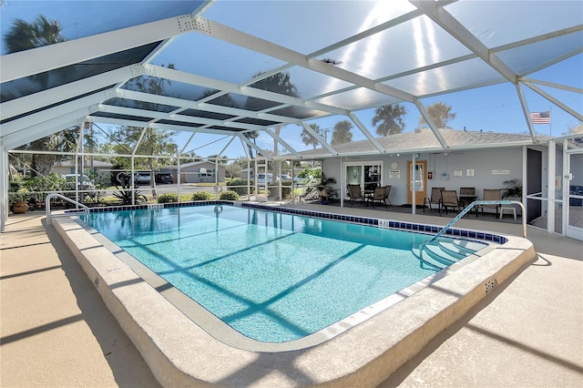 pool featuring a patio area and a lanai