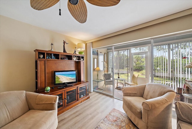 living area featuring light wood-style floors