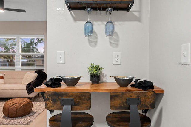 dining area with a ceiling fan