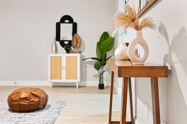 details featuring wood finished floors and baseboards