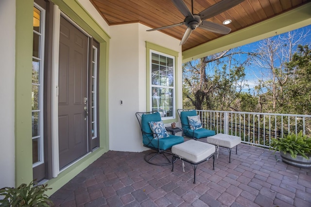 view of patio / terrace with a ceiling fan