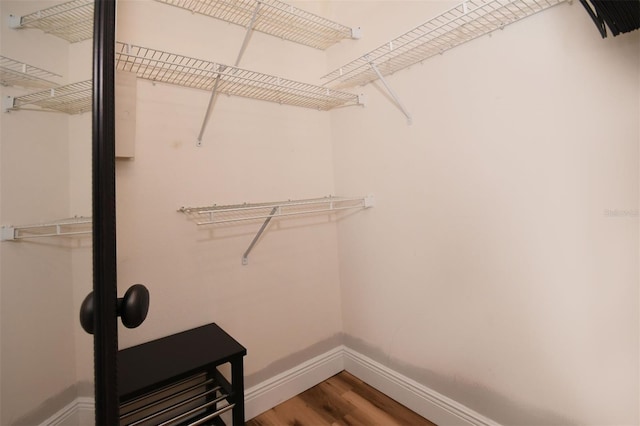 spacious closet with wood finished floors