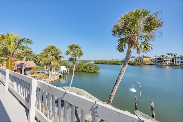 view of dock featuring a water view