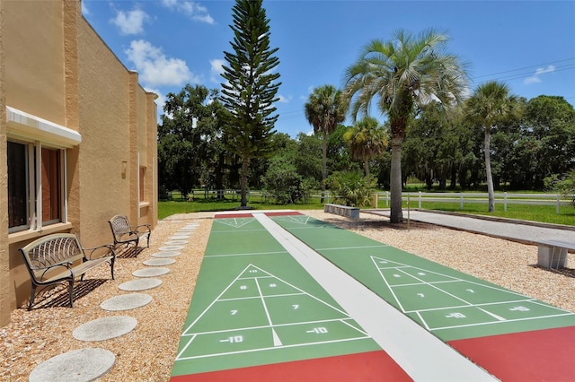 view of community with shuffleboard