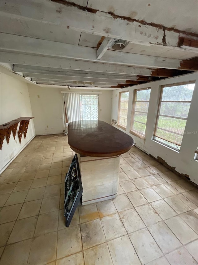 interior space featuring light tile patterned flooring