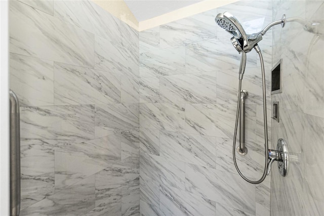 details with a marble finish shower