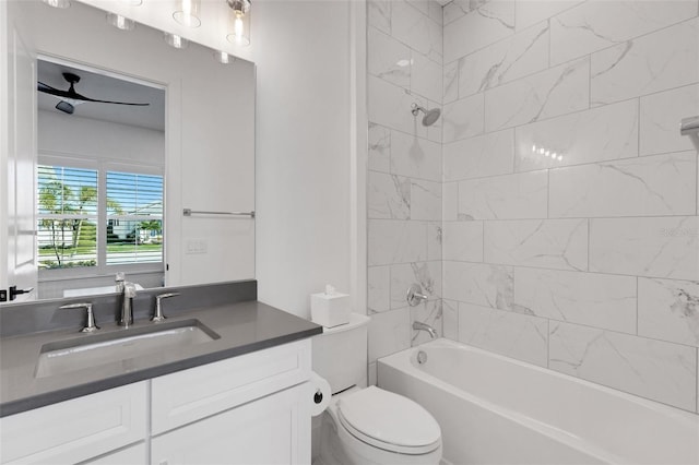 full bathroom featuring vanity, toilet, and tub / shower combination