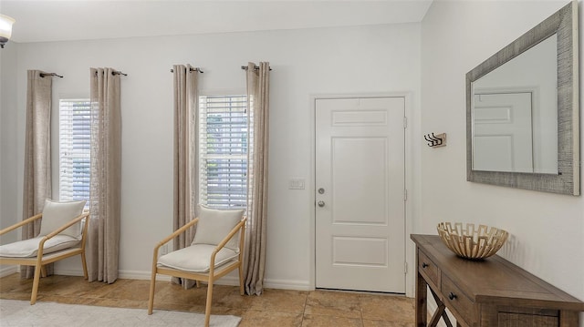 entrance foyer with baseboards and plenty of natural light